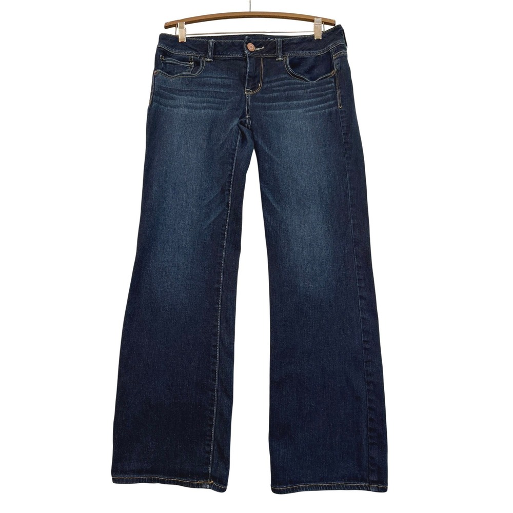 American Eagle Slim Boot Jeans Dark Wash Blue Denim Stretch Women‎ 12 Regular